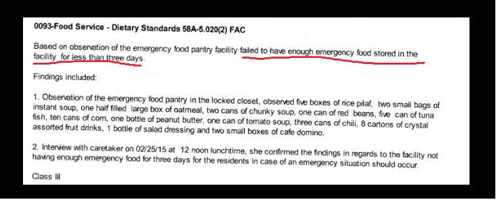 Food Service deficency