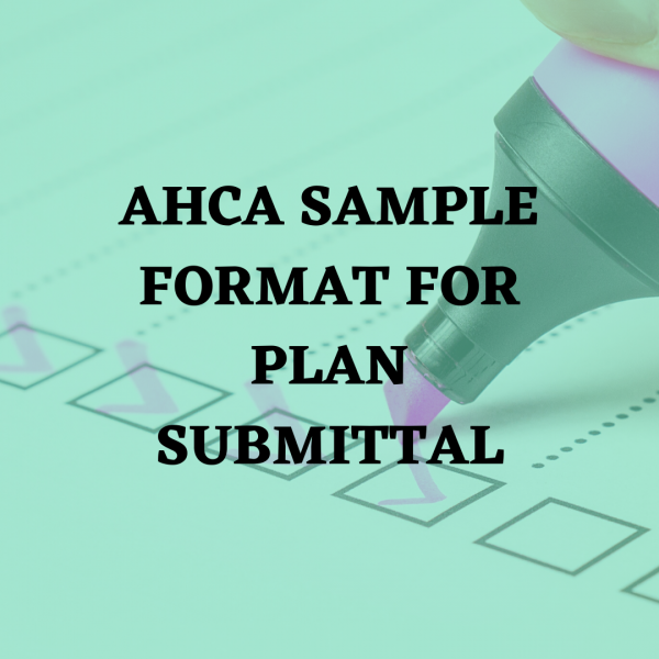 AHCA SAMPLE FORMAT FOR PLAN SUBMITTAL