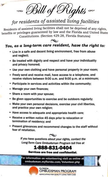 New Bill Of Rights Language Assisted Living Residents Bill Of Rights 