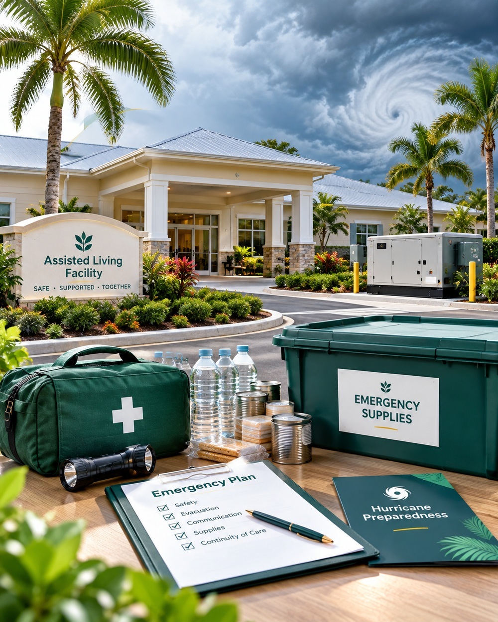 Florida assisted living facility prepared for hurricane season with emergency supplies
